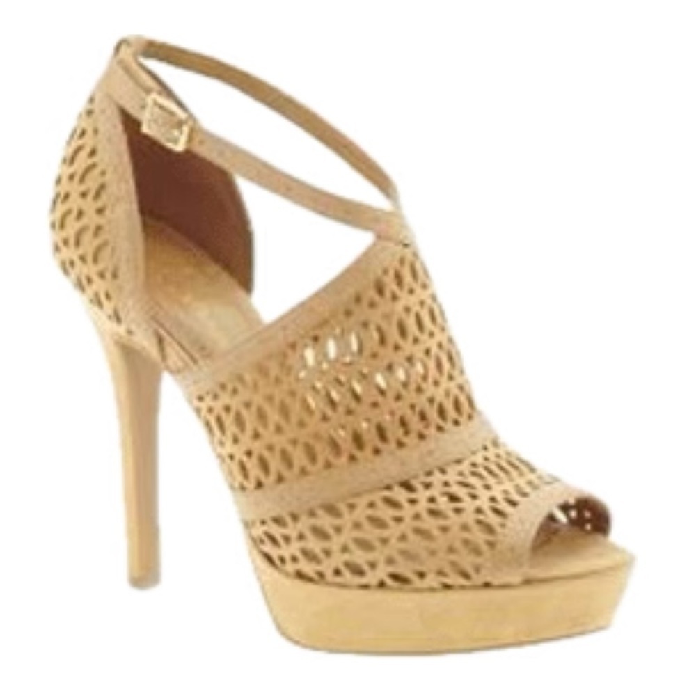 BCBGeneration Anja Beige Cutout Heels Neutral Wedding Guest Shoes 8.5